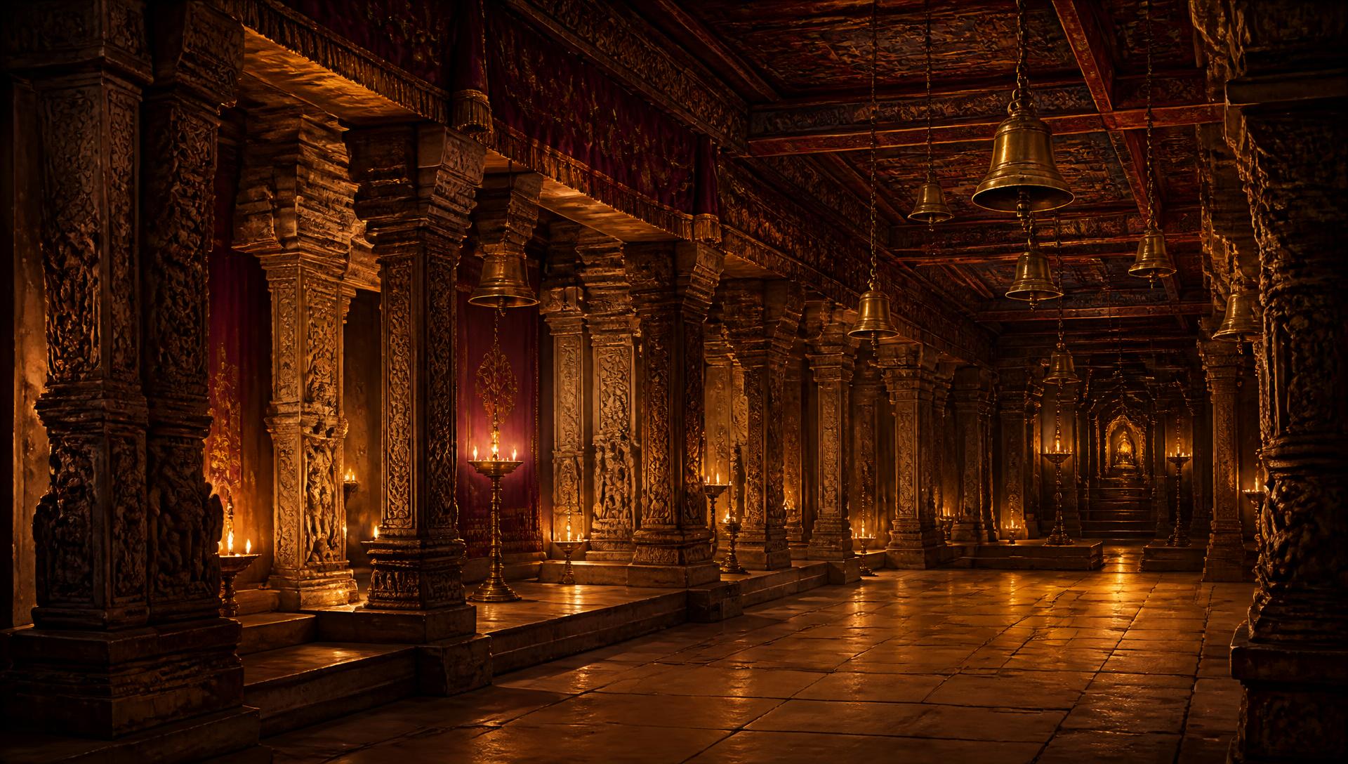 Interior of a South Indian temple sanctum